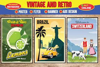 create retro vintage poster vintage flyer banner or sticker