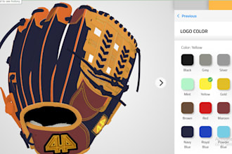 customize and configure 2d 3d baseball glove softball with kickflip zakeke