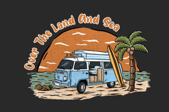 draw vintage retro illustration for adventure t shirt brand