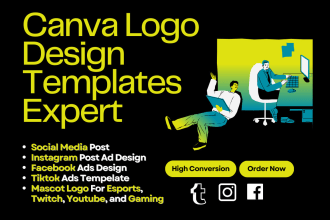 design facebook instagram tiktok post ads, canva logo design templates expert