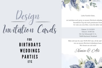 design an inviation card for your wedding birthday etc