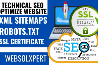 setup install sitemap, SSL certificate, robots txt, local SEO for website