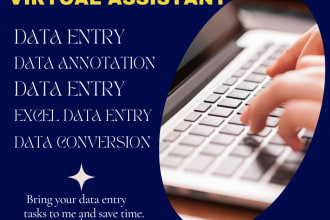 do data entry in excel, word, pdf, data annotation, copy paste, audio to text