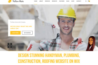 design stunning handyman, plumbing, construction, roofing website on wix
