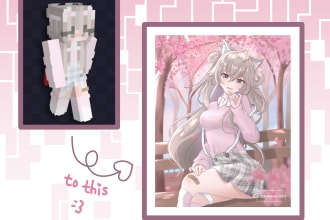 draw your roblox skin or minecraft avatar in anime style