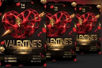 valentines day, club, dj music, church, party, eventbrite, birthday flyer design