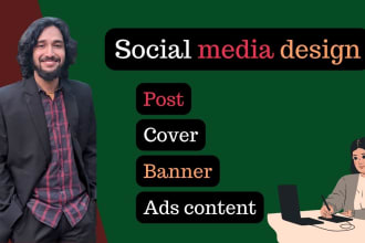design ad creative, facebook cover, linkedin banner, youtube banner, and post
