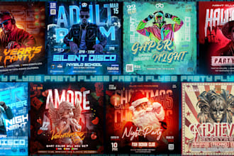 do party flyer, event flyer, christmas and food flyer design