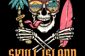 create a unique skull custom alien skateboard t shirt design