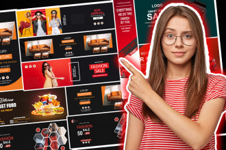 create creative web banner design for website ,header and social media or ads