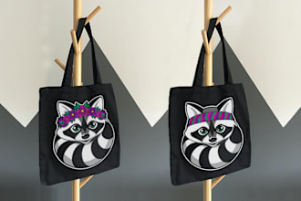 do original design for your tote bag in technique of your choise with its mockup