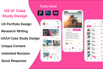 do case study, research and presentation uxui design for your portfolio in figma