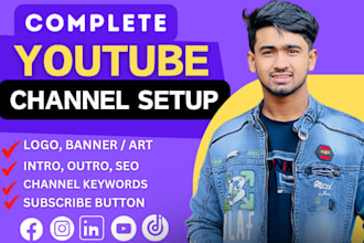 youtube channel create with banner, logo, outro, intro, SEO