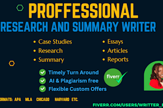 do report writing, case study analysis, research and summary writing