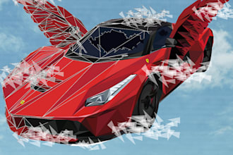 create high detailed low poly vector illustrations for tshirts and print