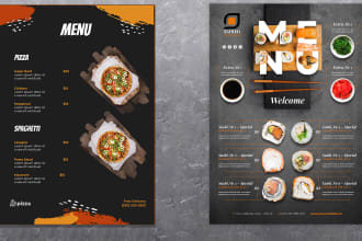 do an awesome restaurant menu design, food flyer or digital menu