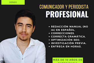 seré tu redactor de noticias o blog con CEO en español