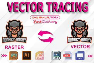 do vector tracing, redraw logo and convert raster to vector