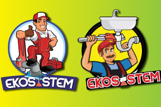 design a modern, cartoon, mascot handyman business logo