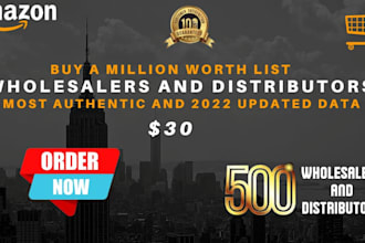 provide 1000 dropshippers,wholesalers and distributors for your amazon business