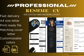 make professional CV design, resume design, and cover letter