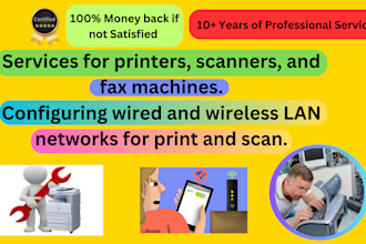 repair or setup printer, scanner, fax and connect with wifi or other devices