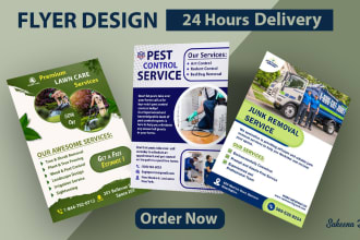 design lawn care roofing pest control solar junk removal company flyer brochure