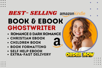 ghostwriting romance and fiction story , book and ebook or nonfiction writer