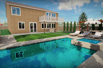 design pergola pool deck plants beds front yard backyard with garden patio