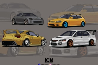 trace jdm cars in semi realistic concept design