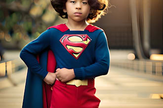 make superhero image of your child, superman, supergirl, wonder girl