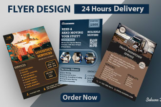 design logistics moving trucking freight dispatching company flyer brochure