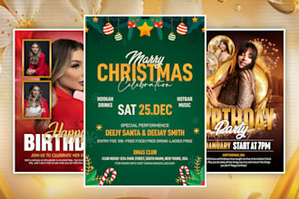 create christmas, birthday, party and event flyer and poster