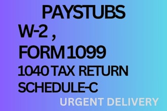 make paystub, check stubs, payroll, w2, 1099 and 1040