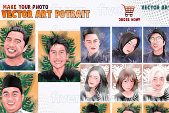 draw your photo into cute cartoon vector potrait