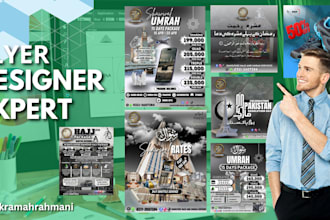 design islamic flyer,calendar,hajj,umrah ads poster,business flyer