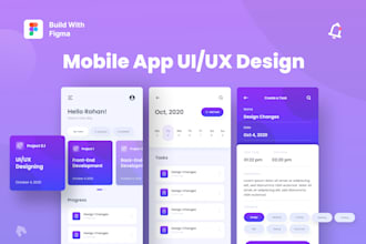 create mobile app uiux design with mockups using figma