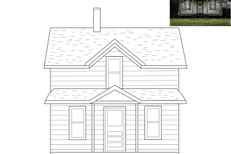 sketch your house and buildings line art illustration