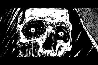 draw unique custom dark art skull closeup illustrations