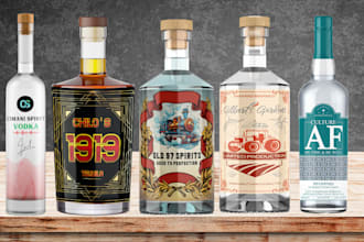 do label logo for tequila vodka wine spirit bourbon liquor gin beer whiskey rum