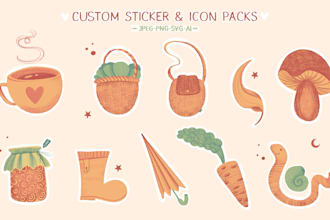 create custom cute stickers, doodles and icons