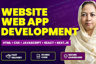 business website development HTML javascript react responsive web app design