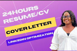 write a professional resume, and cover letter within 24 hours