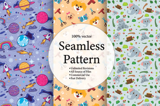 create vector seamless pattern design in different theme