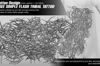 create cyber sigilism tribal design for tattoo and clothing