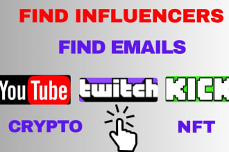 find emails from youtube, twitch and kick channels