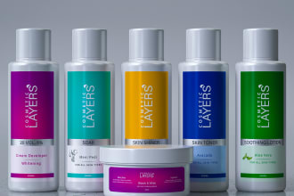 do cosmetics label design product packaging and 3d mockups