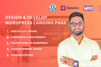 design wordpress landing page with elementor or divi theme