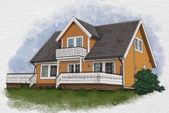 draw your house photo into digital watercolor