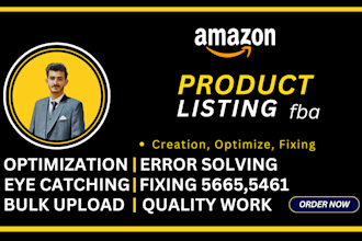 create amazon listing, fix errors, optimize variation, and bulk upload
